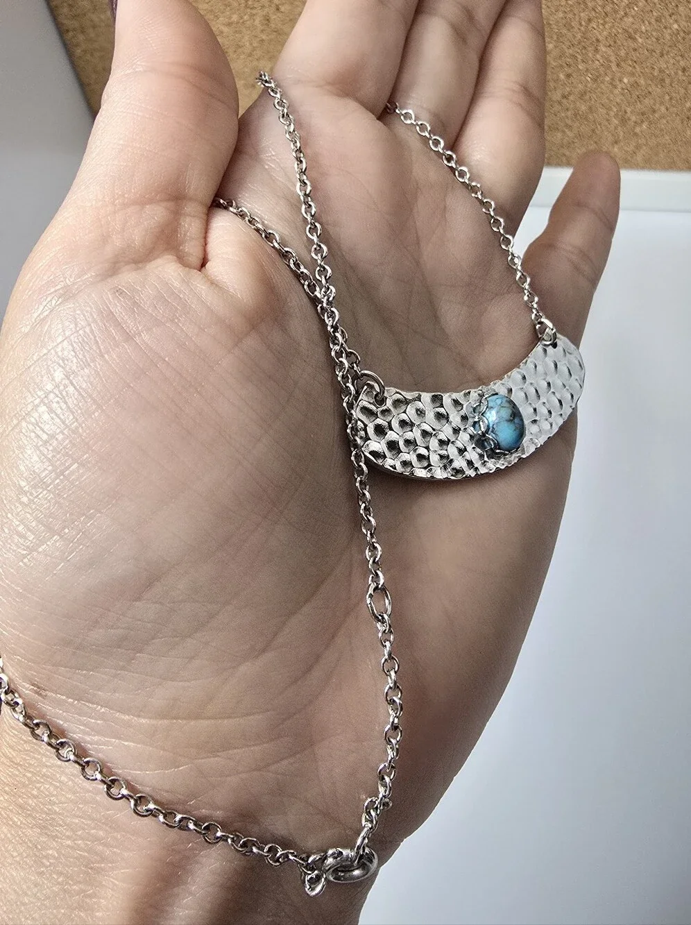 Vintage Coventry Silver Bar Necklace with Turquoise Accent